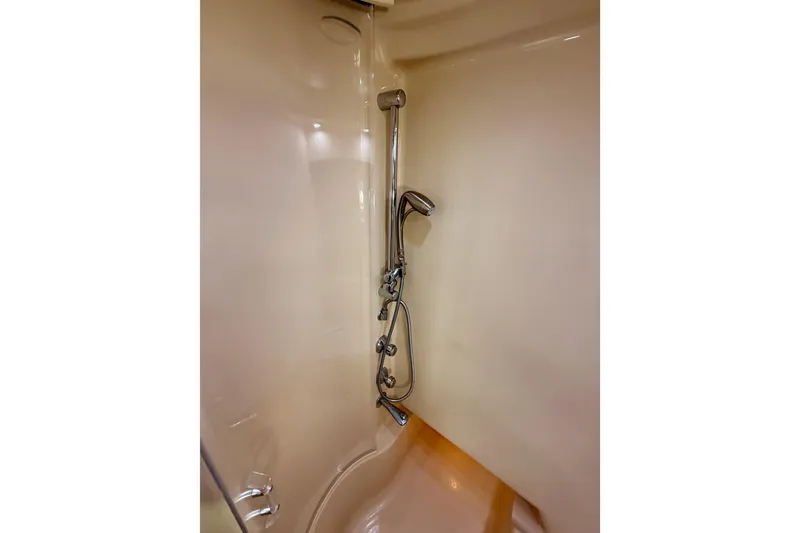Slide: The Image of Shower area in 2001 Maxum 4600 SCB Limited Edition yacht, featuring sleek fixtures. - 72