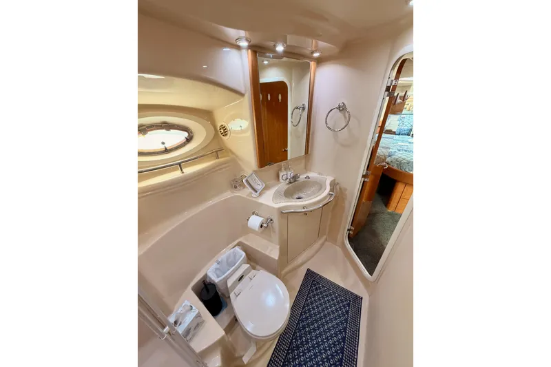 Slide: The Image of Luxurious bathroom in 2001 Maxum 4600 SCB Limited Edition yacht, featuring modern amenities. - 74