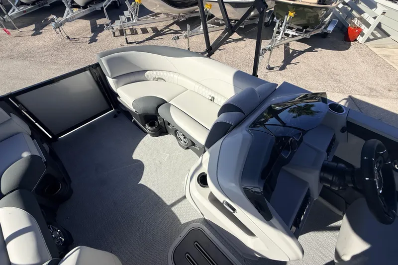 Slide: The Image of 2026 Avalon 2385 LSZ Quad Lounger interior with sleek seating and modern helm design. - 15