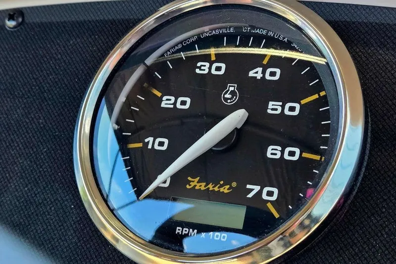 Slide: The Image of Close-up of a Faria tachometer on a 2025 Godfrey Xperience 2086 SFLX boat. - 25