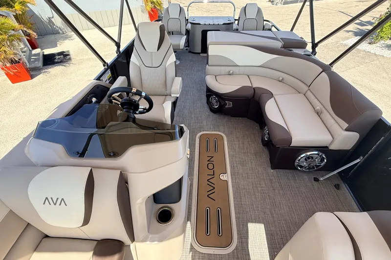 Slide: The Image of Luxurious interior of 2026 Avalon 2385 LSZ Rear Fish Tri Toon boat. - 16