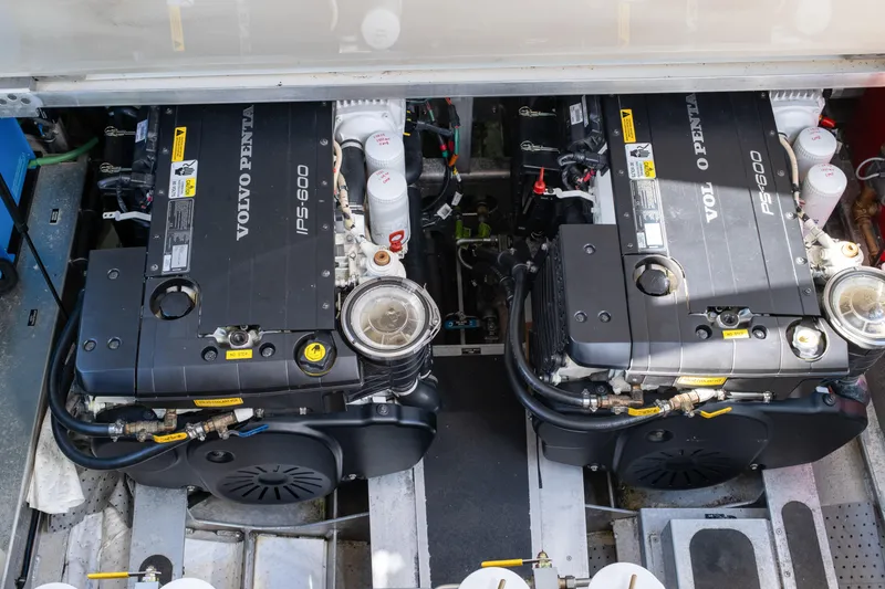 Slide: The Image of Engine room of 2013 Coastal Craft 45 with twin Volvo Penta IPS-600 engines. - 44
