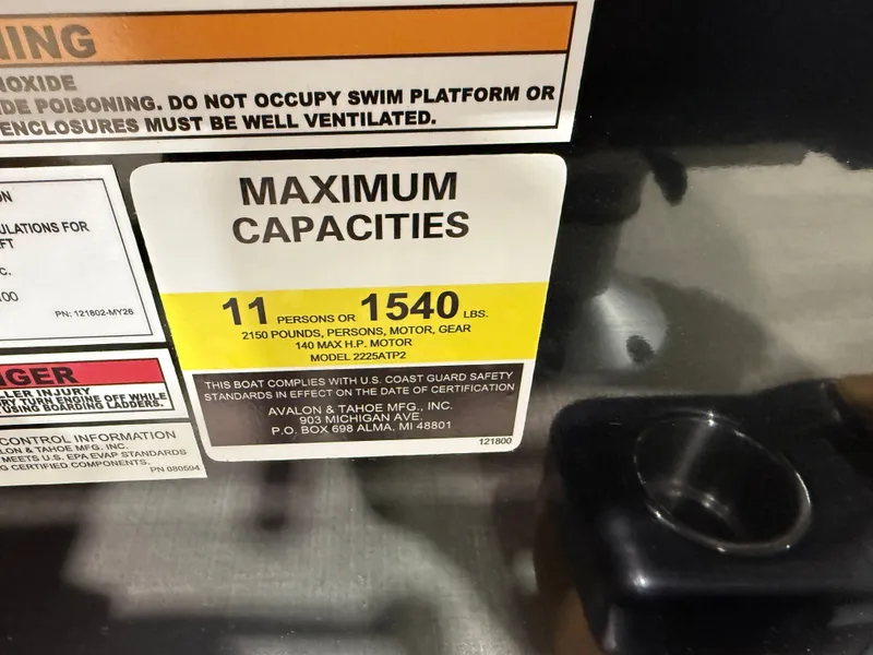 Slide: The Image of Maximum capacity: 11 persons or 1540 lbs on pontoon boat. - 16