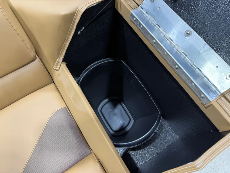 Slide: The Image of Interior of Tahoe Sport 23E80 Pontoon with storage compartment. - 24