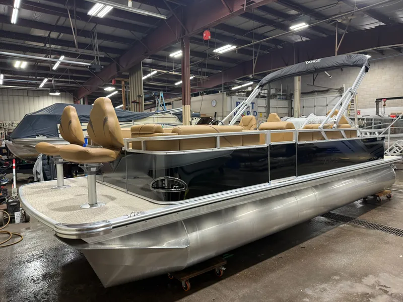 Slide: The Image of 2026 Tahoe Sport Pontoon indoors, ready for adventure. - 35