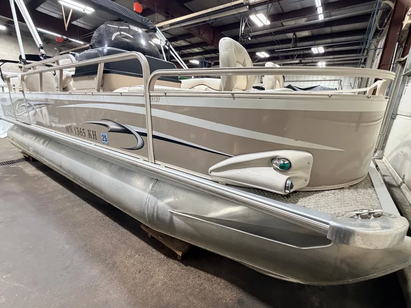 Slide: The Image of 2008 Sylvan Mirage 8520 Party Fish pontoon boat in warehouse. - 46
