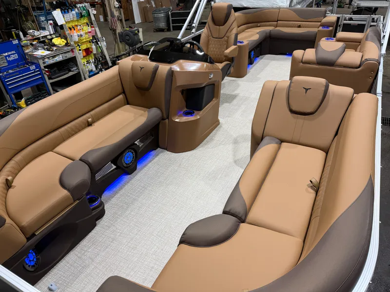 Slide: The Image of Luxurious interior of 2026 Tahoe LTZ 2385 Elite Cruise Tritoon. - 31