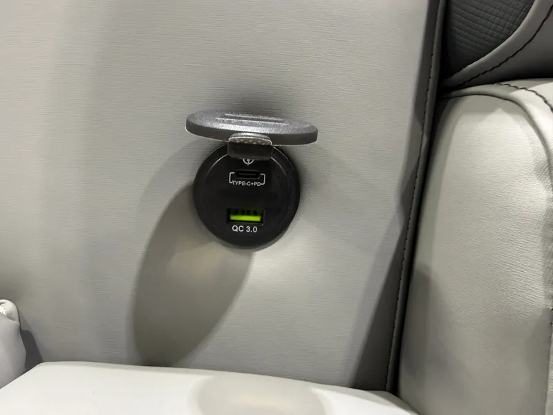 Slide: The Image of USB charging port in 2026 Tahoe LTZ 2385 Swingback Tritoon. - 28