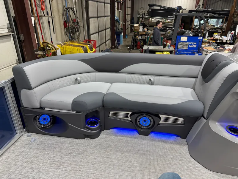 Slide: The Image of Luxurious seating in Tahoe LTZ 2385 Swingback Tritoon, 2026 model. - 36