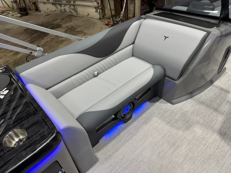 Slide: The Image of Luxurious seating in Tahoe LTZ 2385 Elite Tritoon, 2026 model. - 10