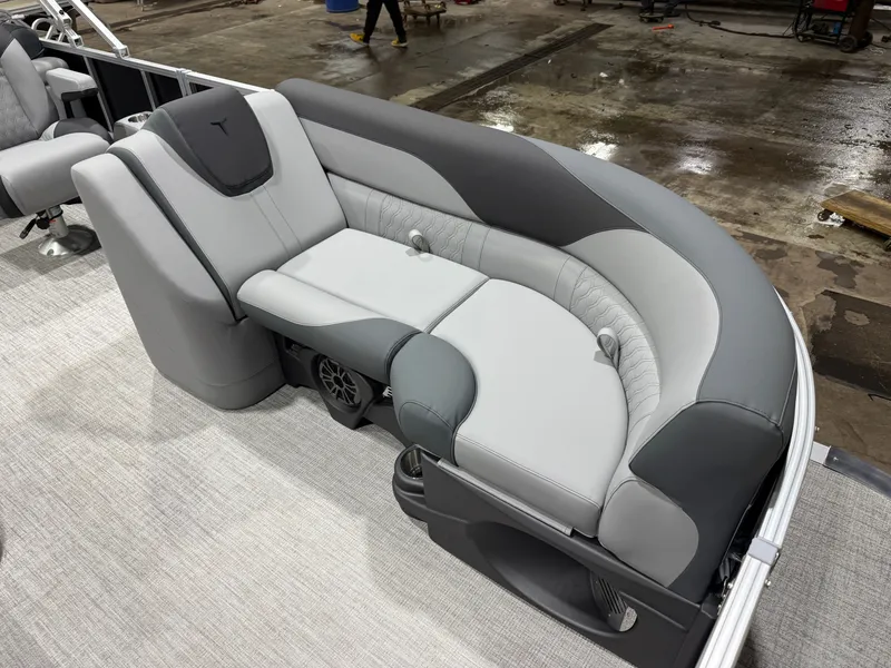 Slide: The Image of Luxurious gray seating in Tahoe LTZ 2385 QLS 2026 boat. - 10