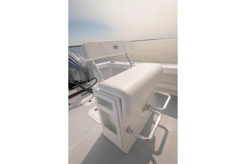 Slide: The Image of 2026 Steiger Craft 23 Chatham boat seat with ocean view in background. - 7