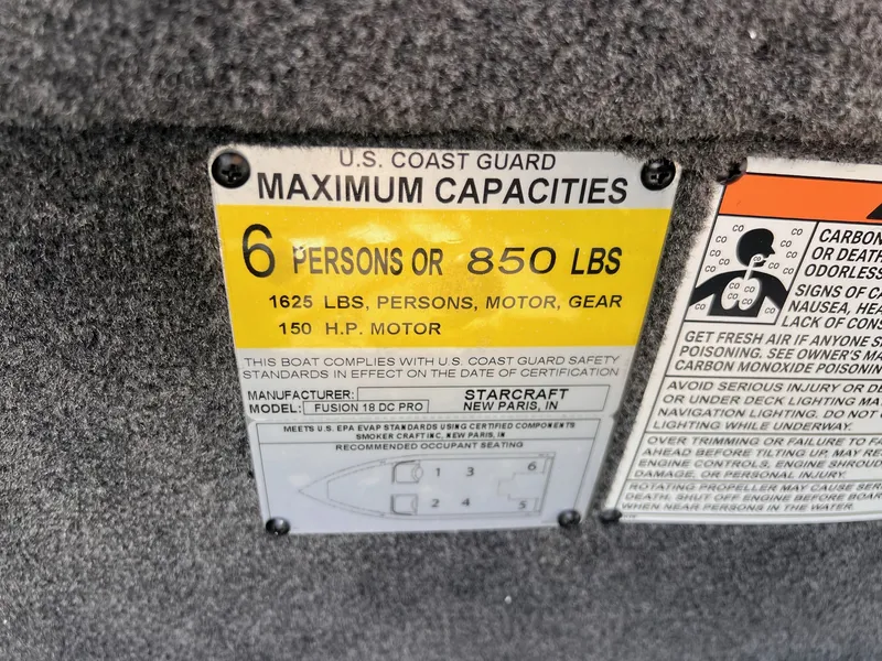 Slide: The Image of USCG capacity label for Starweld Fusion Pro 18 DC, 2026. - 12