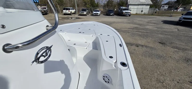 Slide: The Image of 2026 Tidewater 2110BMT boat on parking lot, front deck view. - 15