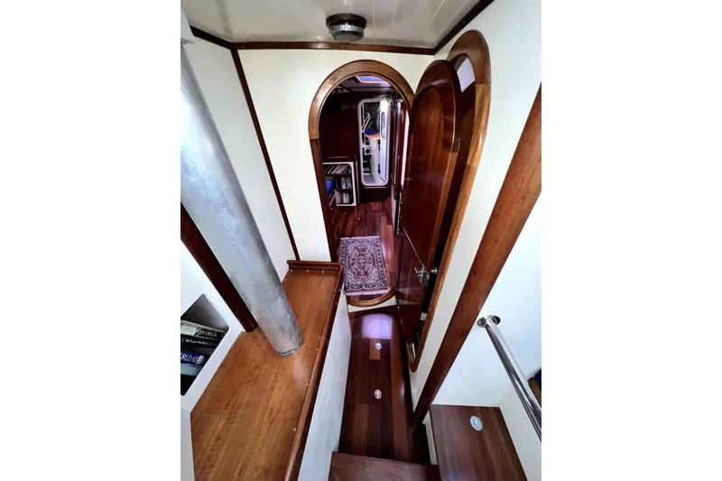 Slide: The Image of Luxurious 2014 Custom Aluminum Expedition yacht interior with seating, table, and entertainment area. - 7