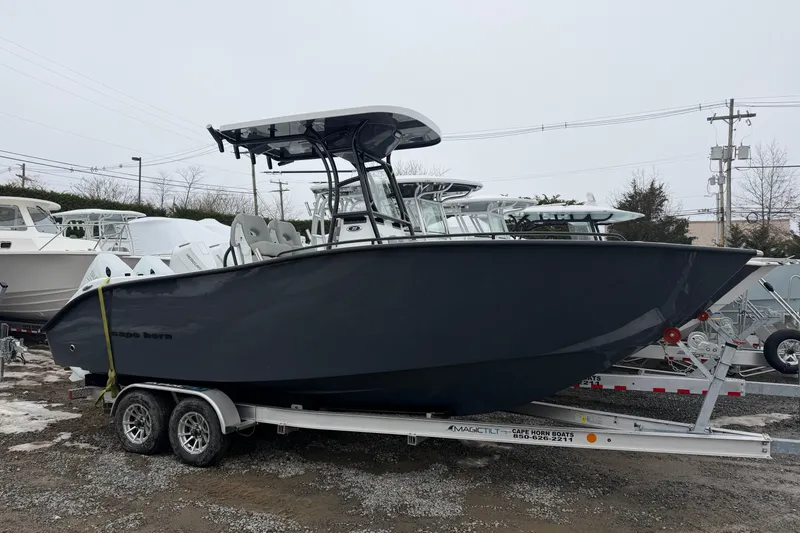 The Image of 2026 Cape Horn 22 OS boat on trailer, parked outdoors in a lot. - 10