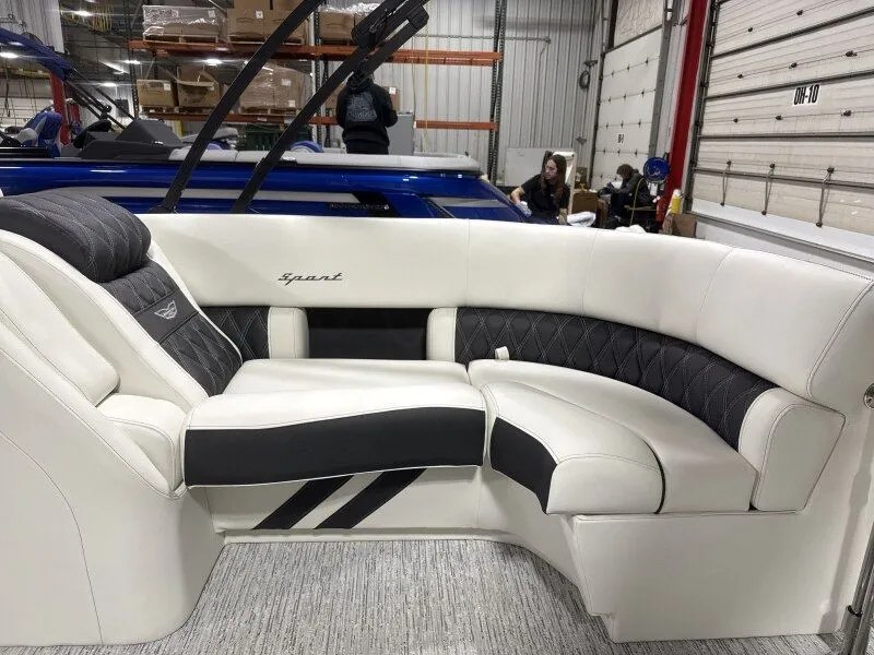 Slide: The Image of Luxurious seating in the 2026 Bennington 25RTFB boat. - 8