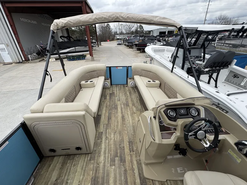 Slide: The Image of Interior of a 2020 Crest 240 Platinum pontoon boat. - 9