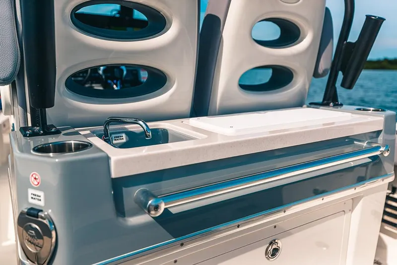 Slide: The Image of Manufacturer Provided Image: 2025 Cobia 285 Open Center Console boat interior with sleek design and modern features. - 16