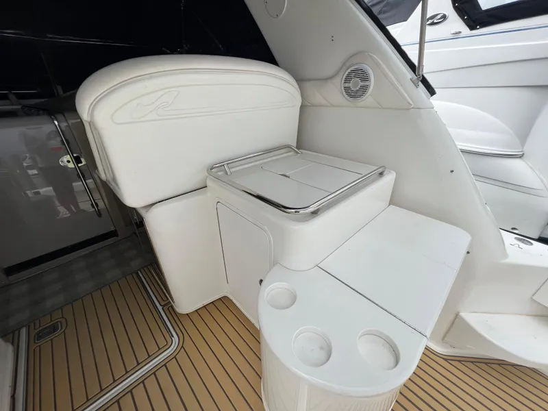 Slide: The Image of Interior of a 2001 Sea Ray 340 Amberjack with white seating. - 15