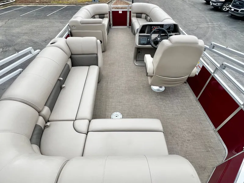 Slide: The Image of 2024 Sun Tracker 20' PARTY BARGE DLX pontoon boat with luxurious interior. - 17