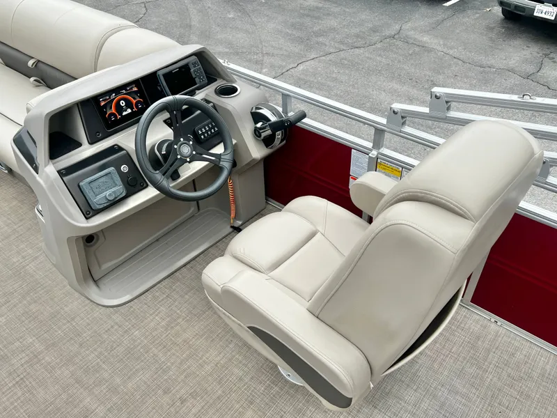 Slide: The Image of Cockpit of Sun Tracker 20' PARTY BARGE DLX 2024. - 19