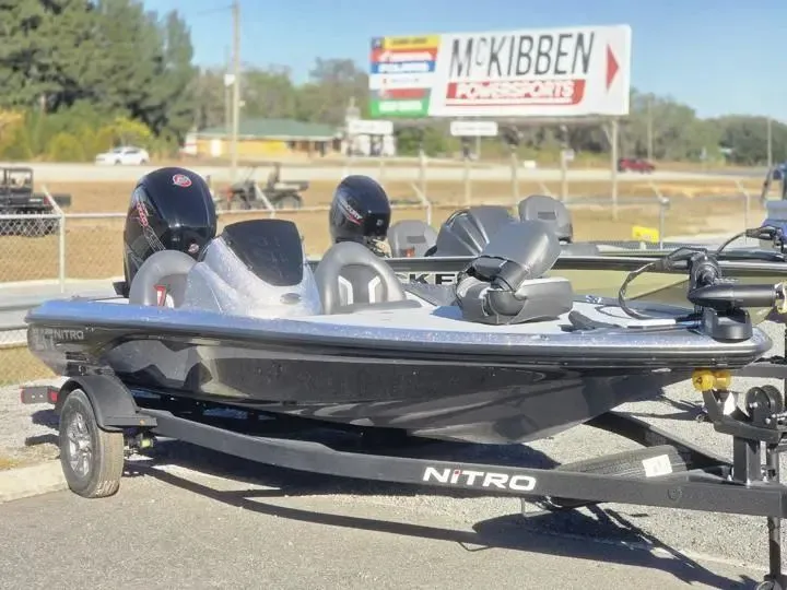 Slide: The Image of 2026 Nitro Z17 boat on trailer at McKibben Powersports. - 6
