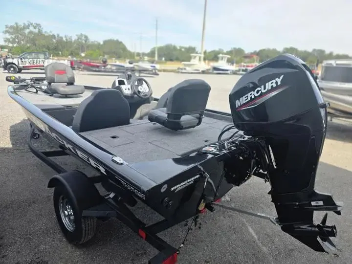 Slide: The Image of 2026 Tracker Pro Team 175 boat with Mercury engine on trailer. - 4