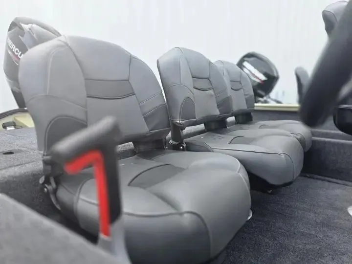 Slide: The Image of Tracker Pro Team 175 Crappie Edition 2026 boat seats, gray interior. - 13