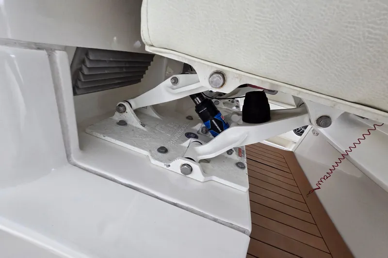 Slide: The Image of Boat seat mechanism on 2020 Solace 345, showcasing detailed engineering and design. - 26