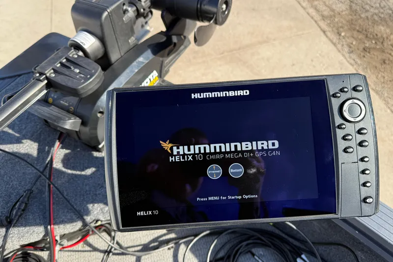 Slide: The Image of Humminbird Helix 10 fish finder on 2022 G3 Angler V17 T boat. - 11