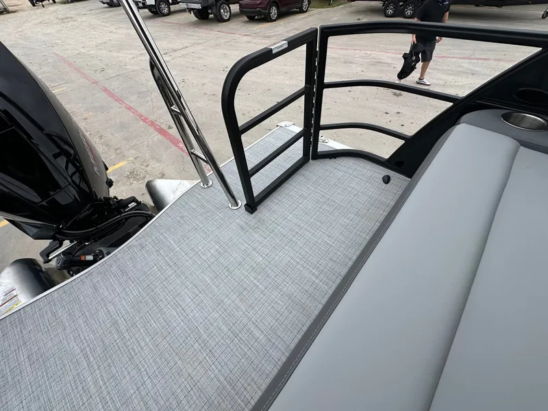 Slide: The Image of 2026 Trifecta 22 UL CS pontoon boat with gray deck. - 12