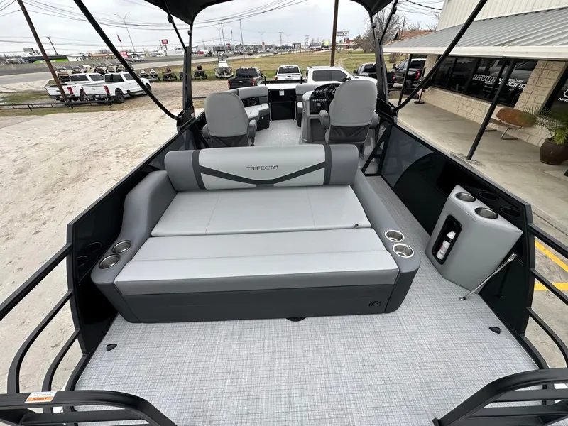 Slide: The Image of Interior view of Trifecta 22 UL CS pontoon boat, 2026 model. - 13