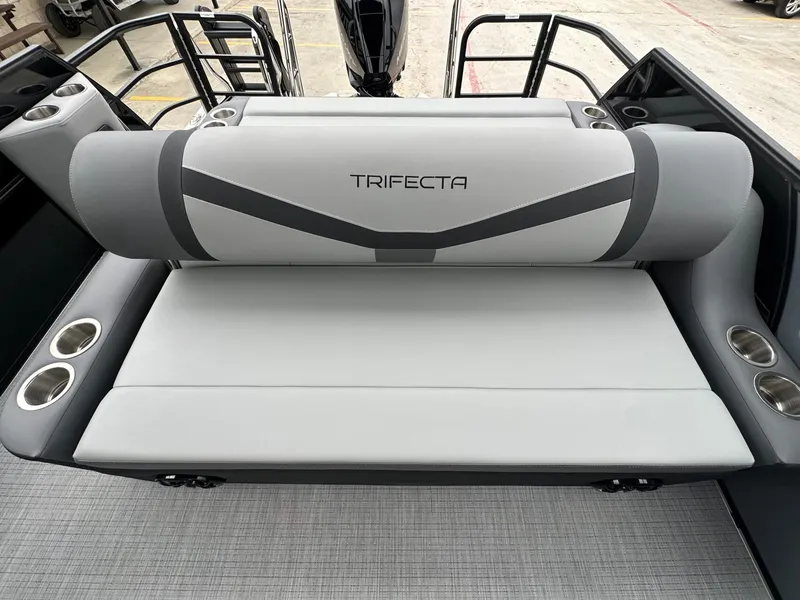 Slide: The Image of 2026 Trifecta 22 UL CS pontoon boat seating area. - 16