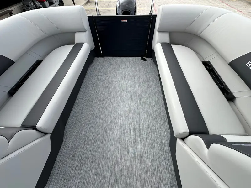 Slide: The Image of Interior of 2026 Bennington 22 S STERN RADIUS with gray upholstery. - 12