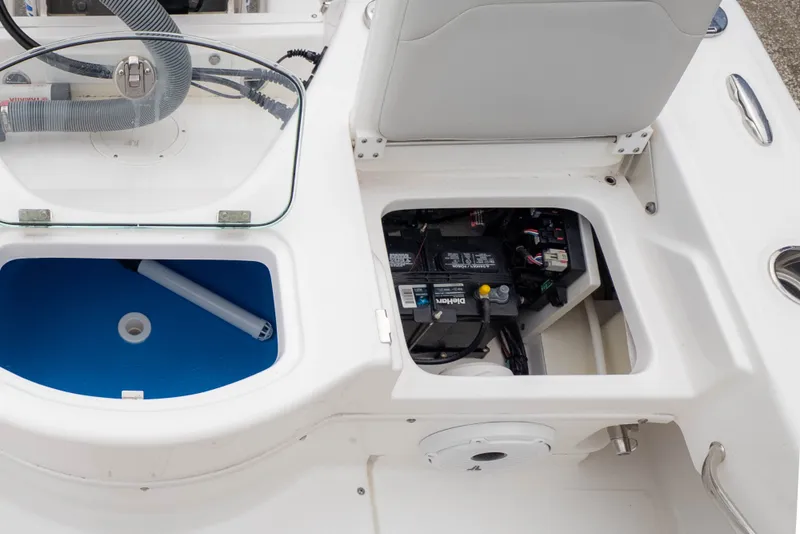 Slide: The Image of Interior view of Everglades 243 Center Console boat, year 2020. - 10