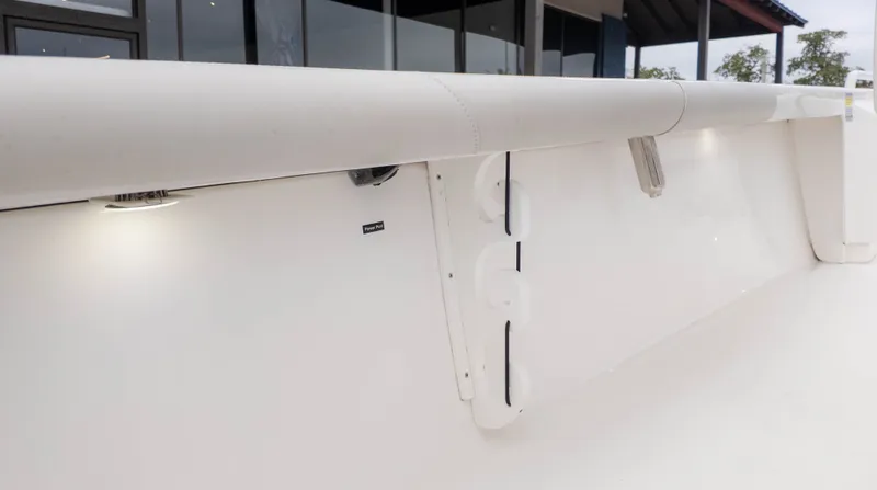 Slide: The Image of Interior view of Everglades 243 Center Console boat, year 2020. - 11