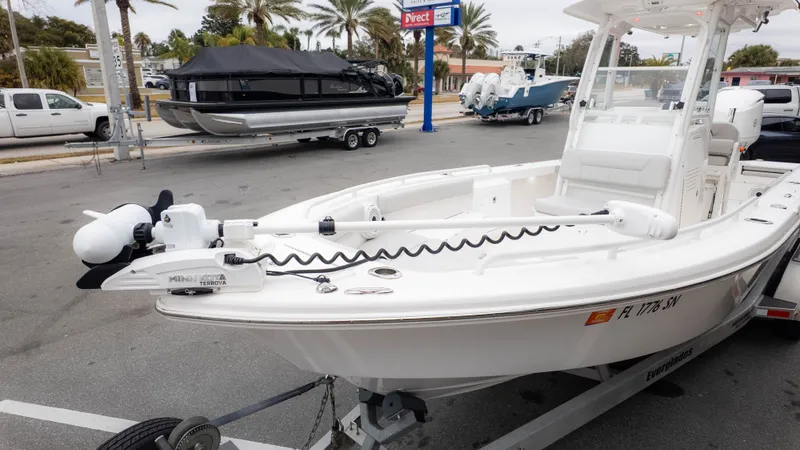 Slide: The Image of Everglades 243 Center Console boat, 2020 model, on a trailer. - 24