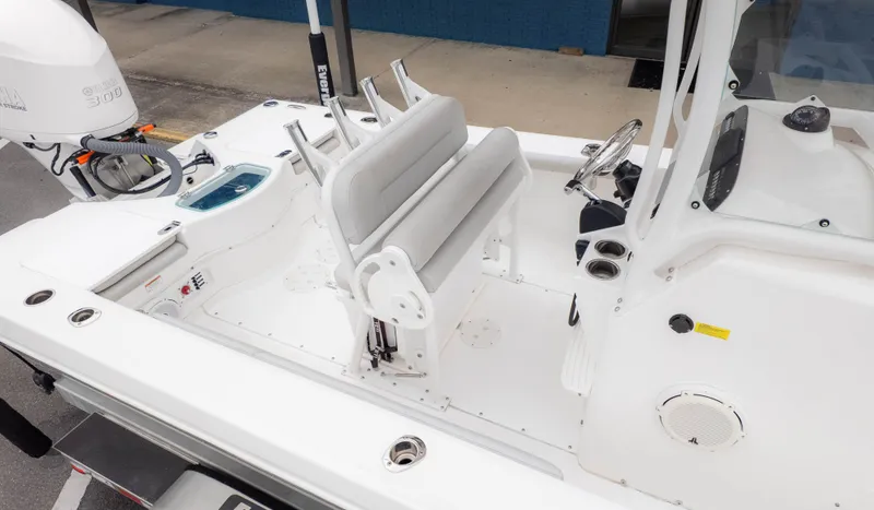 Slide: The Image of Interior view of Everglades 243 Center Console boat, year 2020. - 7