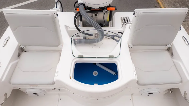 Slide: The Image of Interior view of Everglades 243 Center Console boat, year 2020. - 9