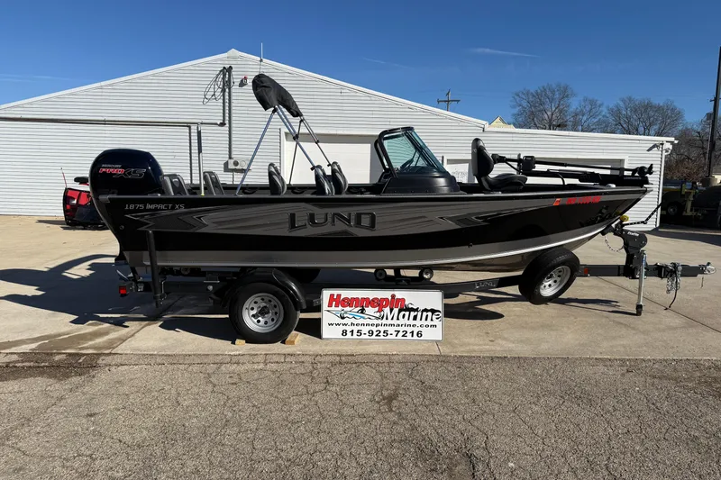 The Image of 2020 Lund 1875 Impact XS boat on trailer at Hennepin Marine dealership. - 0