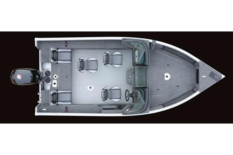 Slide: The Image of Manufacturer Provided Image: Top view of a 2020 Lund 1875 Impact XS fishing boat with seating and motor. - 45
