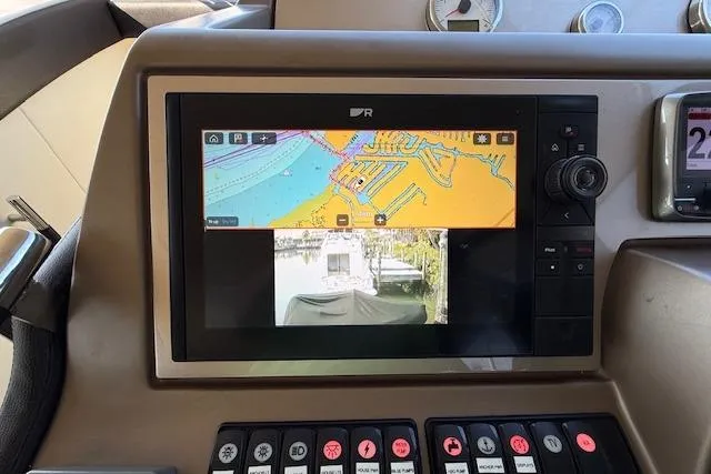 Slide: The Image of Luxurious interior of a 2015 Prestige 500 yacht with elegant seating and panoramic windows. - 35