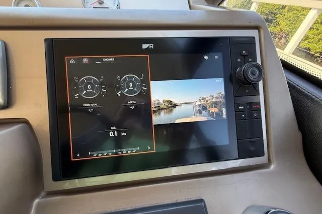 Slide: The Image of Luxurious interior of a 2015 Prestige 500 yacht with elegant seating and panoramic windows. - 36