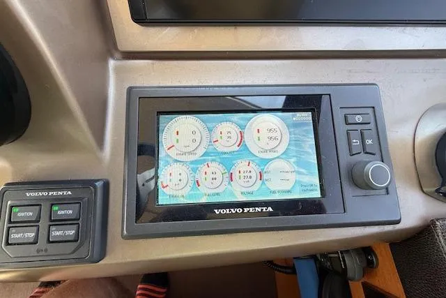 Slide: The Image of Luxurious interior of a 2015 Prestige 500 yacht with elegant seating and panoramic windows. - 37