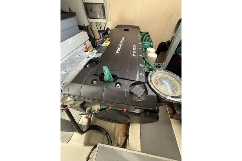 Slide: The Image of Control panel of a 2015 Prestige 500 yacht with joystick and gauges. - 77