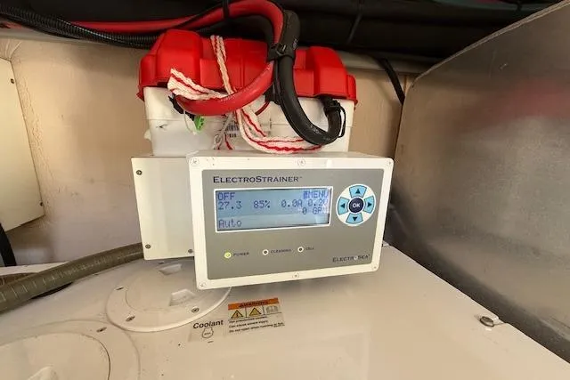 Slide: The Image of Control panel of a 2015 Prestige 500 yacht, displaying system settings and status. - 86