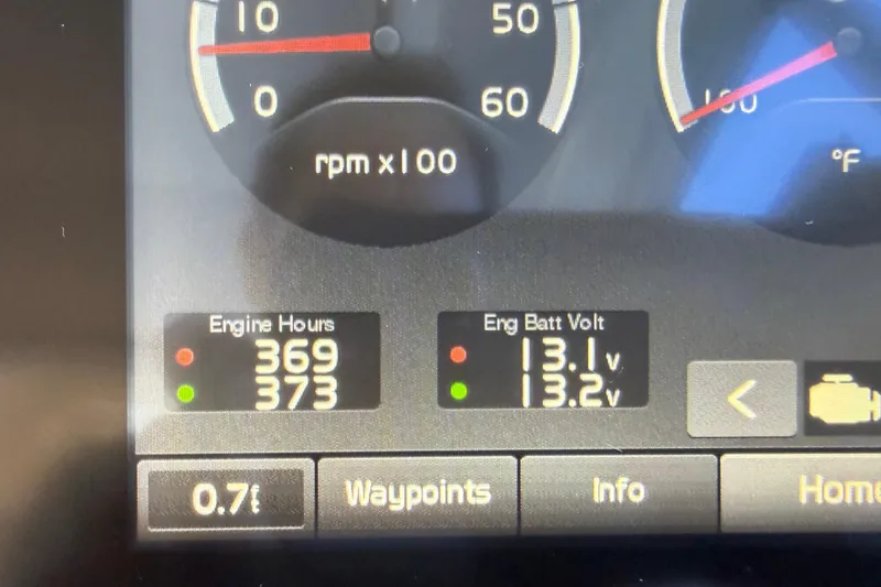 Slide: The Image of Dashboard of 2018 Azimut Atlantis 43 showing engine hours and battery voltage. - 22