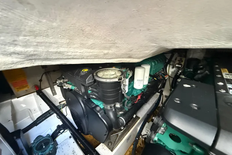 Slide: The Image of Engine compartment of 2018 Azimut Atlantis 43 yacht, showcasing mechanical components. - 24