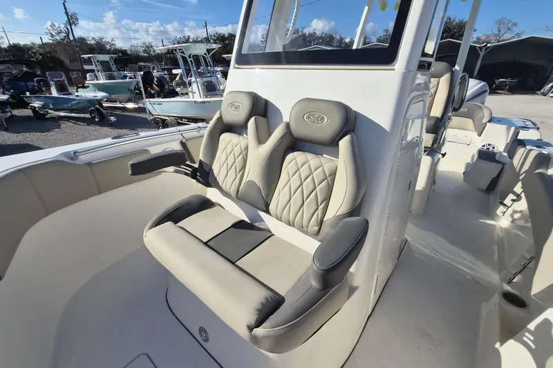 Slide: The Image of 2026 Key West 263 FS boat interior with luxurious seating and modern design. - 9